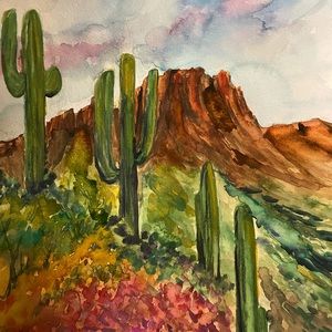 Cactus 🌵 landscape watercolor painting